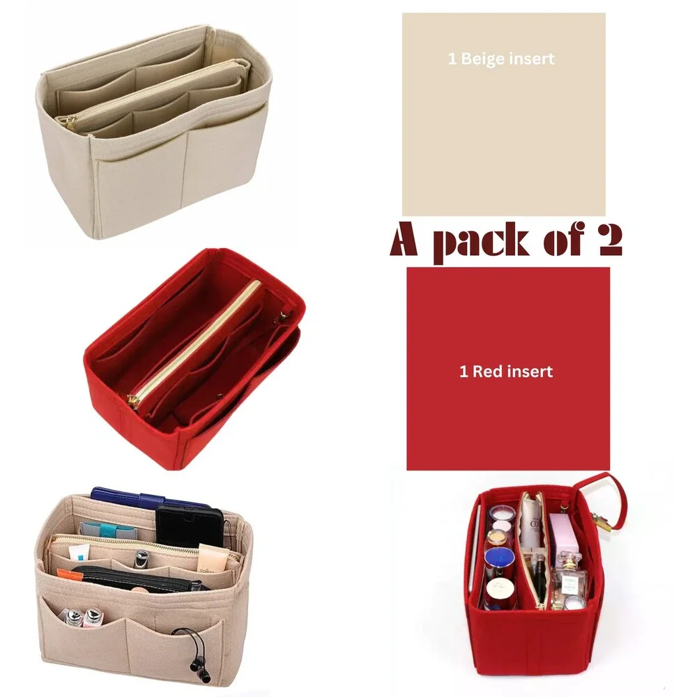 Wool Felt Handbag Organizer Set, 12-Pocket Purse Insert